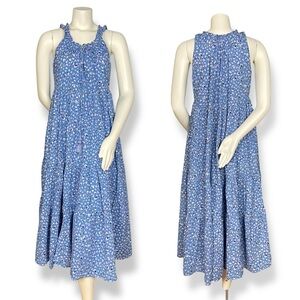 Aghata Tent Dress Blue Relaxed Fit FLAWED Midi Women Size Small / Medium Boho